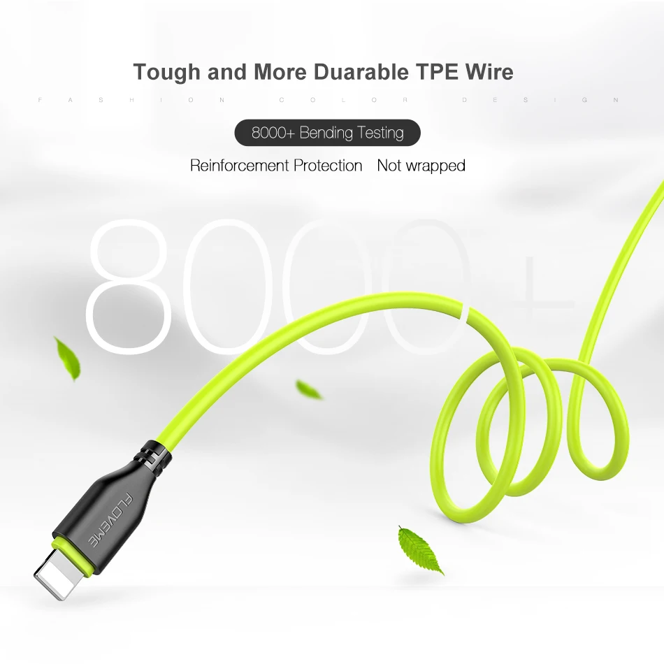 FLOVEME USB Kabel für iPhone 11 7 8 XR 2.2A TPE Beleuchtung Ladekabel 03 m/1 m Mobile telefon Kabel