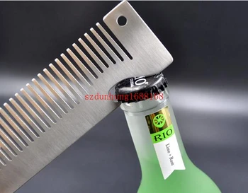 

Engraved Your Logo Anti Static Stainless Steel Comb Multi-function Beauty Comb, Can Be Use As A Bottle Opener