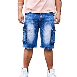 Mcikkny мужские джинсовые шорты Карго с несколькими карманами Модные свободные джинсовые шорты для мужчин ретро шорты размер XL-5XL