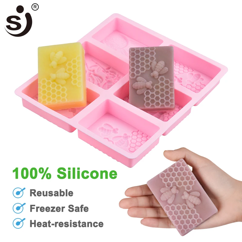 

SJ 6 Forms Honey Bee 3d Silicone Soap Mold diy Handmade Craft Soap Mold Silicone Rectangular animal Soap Molds For Soap Making