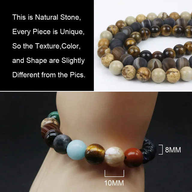 Eight Planets Universe Natural Stone Bead Bracelet | Yoga Chakra