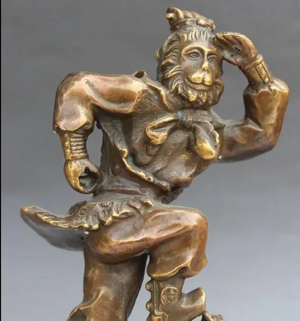 

10" Chinese Feng shui Bronze Su Wukong Monkey On Dragon Tortoise Turtle Statue