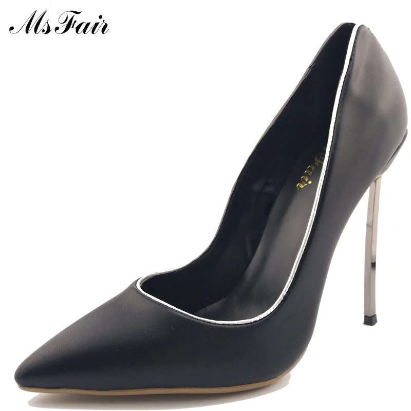 

MSFAIR Shallow Elegant Women Pumps Thin Heels Pointed Toe High Heels Fashion Stiletto heel 2017 New Ladies Girl Pumps Large Size