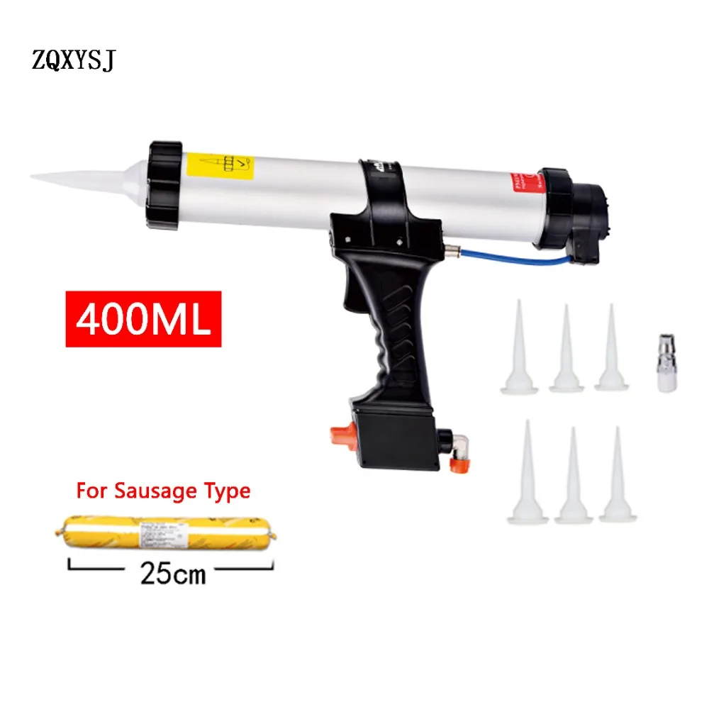 ZQXYSJ 400 мл расчеканный пистолет пневматический герметик пистолет с поршнями печать сопла клей колбаса силиконовый пистолет строительный