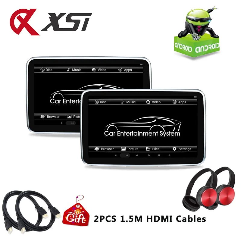 XST 10 1 дюймовый Android 6 0 Автомобильный подголовник монитор HD 1080P видео DVD плеер