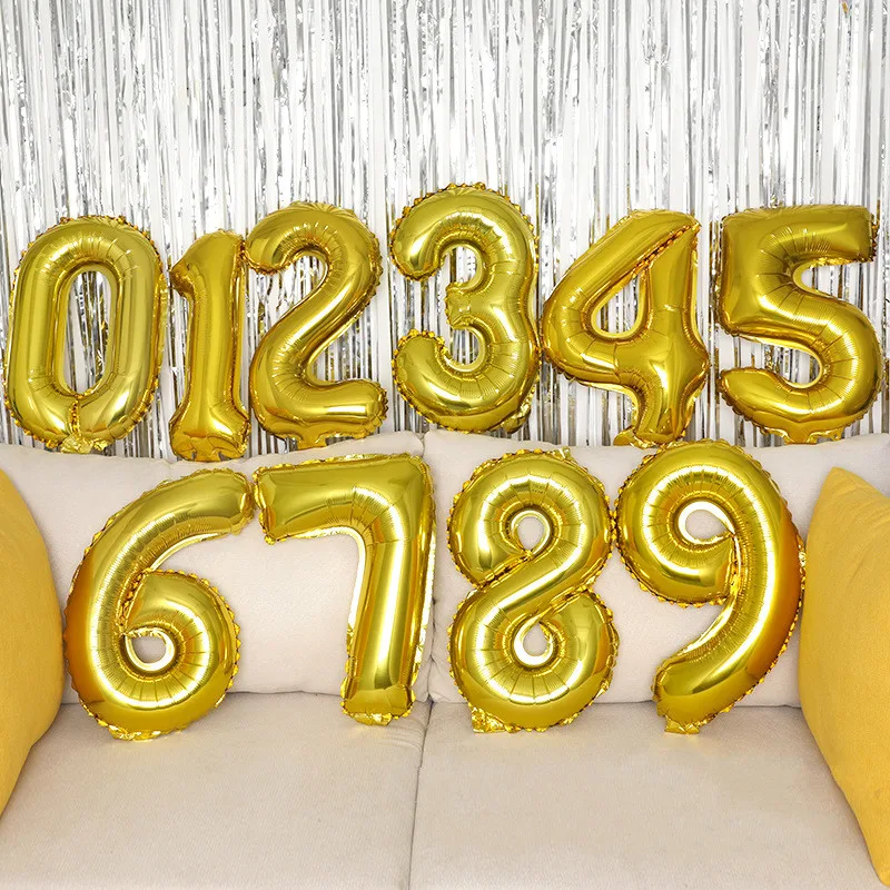 

1pcs Golden Balloon Cartoon Hat 16 Inches 0-9 Large Helium Digital Air Foil Children Birthday Silver Gold Color Party Kids Toys