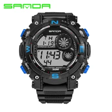 Санда Часы известных брендов Для мужчин G Стиль Военная Униформа армии шок Часы Для мужчин светодиодный цифровые часы Мужские Спорт цифровые часы horloges 323