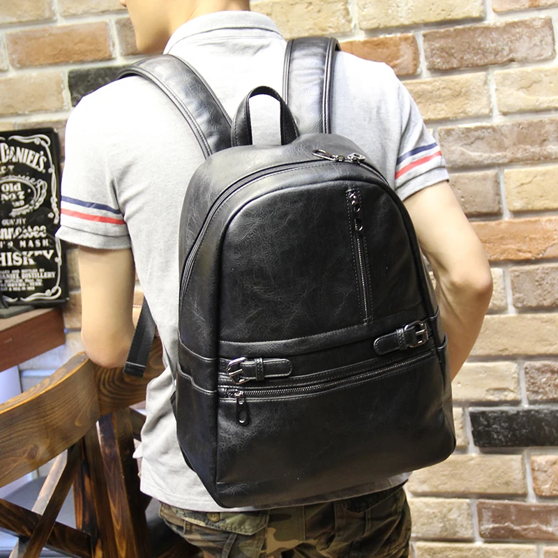 

Tidog Fashion men's backpack solid tide male leisure travel bag student backpack