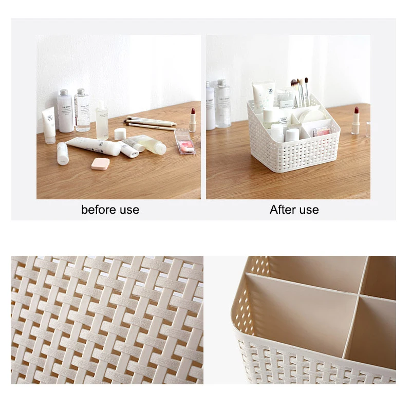 Multi-Purpose Desk Organizer PP Plastic Desktop Storage Box Case Pen Pencil Holder Plastic Cosmetic