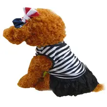 Transerfashion собака одежда для домашнего животного, собаки костюм футболка в полоску юбка Щенок платье принцессы 3,12