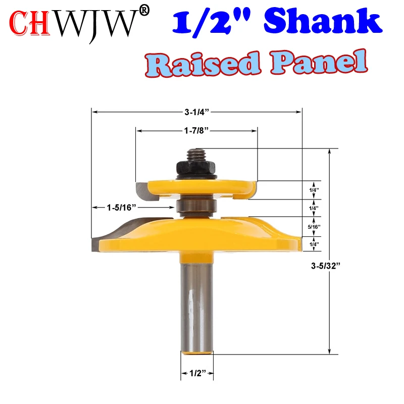 

1 pc 1/2" Shank Raised Panel Router Bit with Backcutter - Ogee Woodworking cutter Tenon Cutter for Woodworking Tools CHWJW-12143