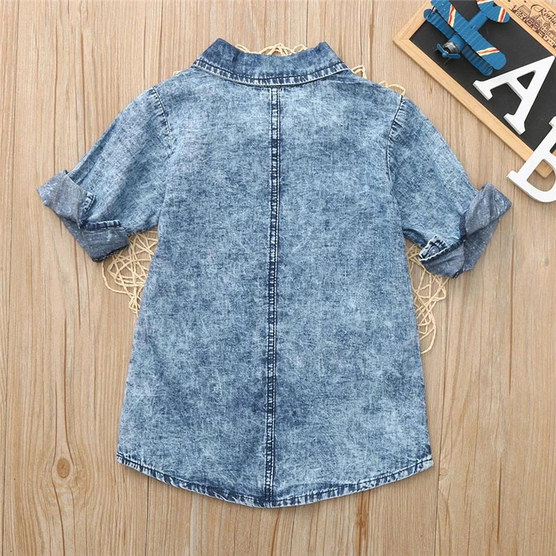 Children `s Dress Toddler Baby Girls Long Sleeve Solid Denim Shirt Dress Jean Dresses Newborn Baby Girl Clothes Summer V10% (4)