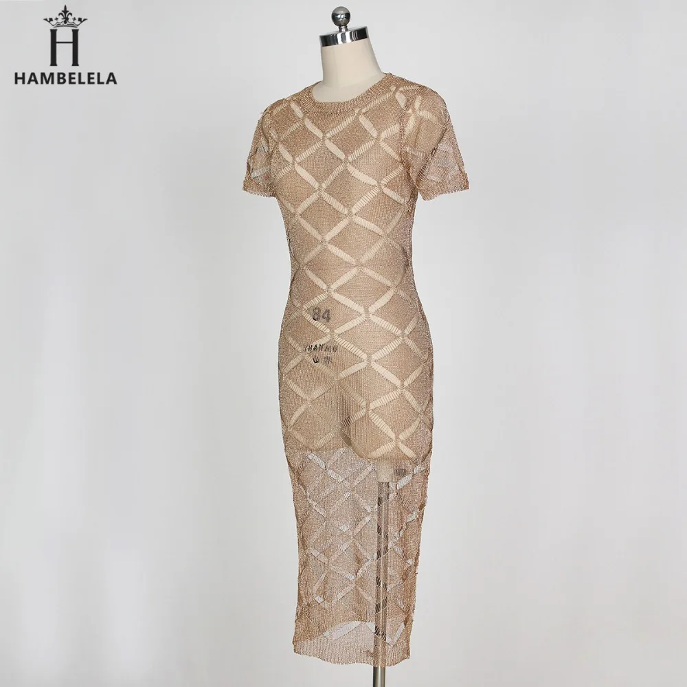 Hambelela 2017 Sexy Evening Party Bodycon Dress Short Sleeve Knitted Dress Party Night Club Dress Gold Shinning Robe Longue Ete (2)