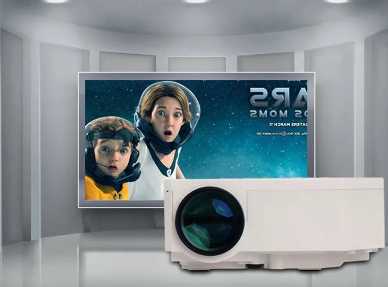 Светодиодный мини проектор UNIC UC30 HD Native 640X480 поддержка HDMI трех линз для очков 150 лм
