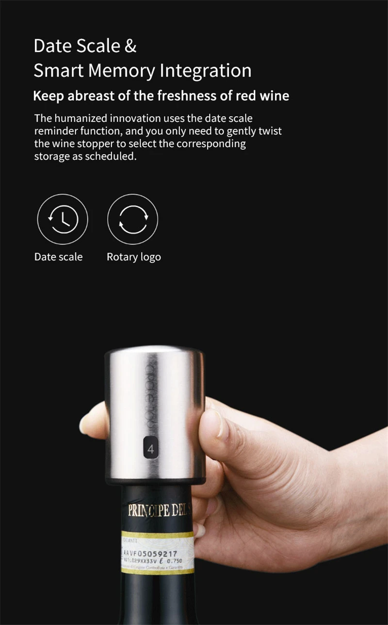 Xiaomi Mijia Circle Joy автоматическая открывалка для бутылок красного вина 4в1 круглая пробка для вина из нержавеющей стали Электрический штопор Fast Decante