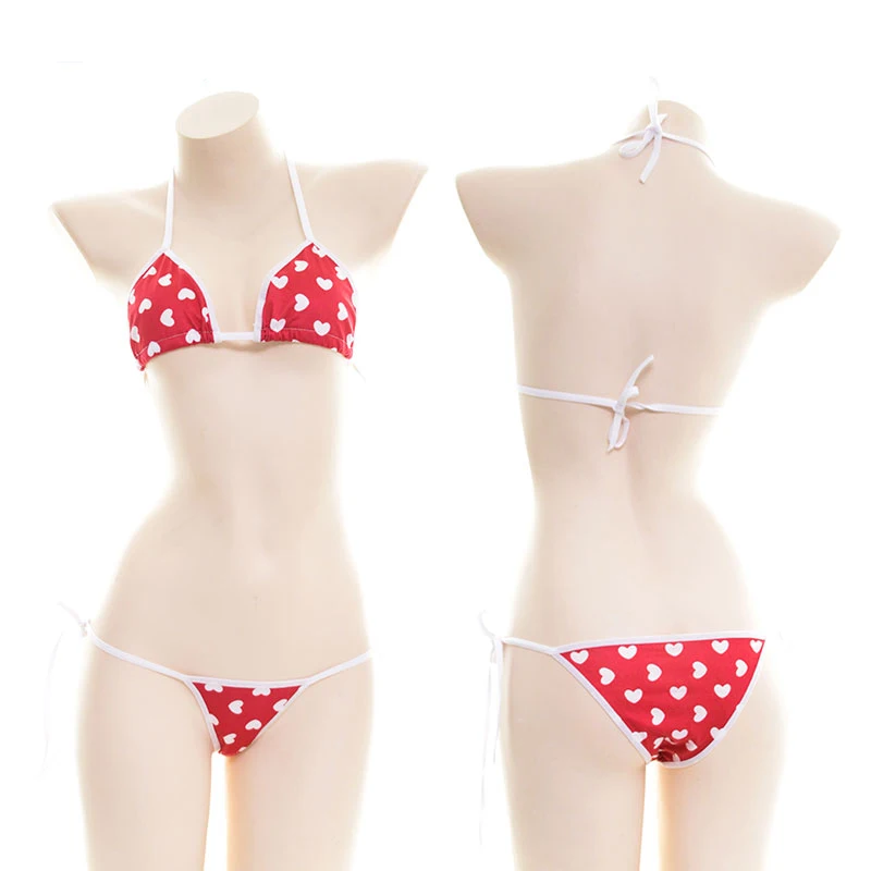 

Cotton Sexy Japanese Anime Love Print Bikini Set Bandage Underwear Set Women Lingerie Lolita Cosplay Bra & Panties Sets Pajama