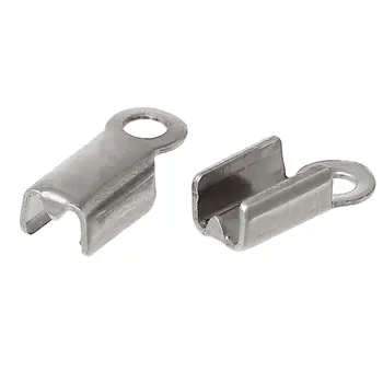 

8SEASONS Stainless Steel Necklace Cord End Crimp Caps Silver Color (Fits 2.5mm Cord)9mm(3/8")x 4mm(1/8"),100 PCs