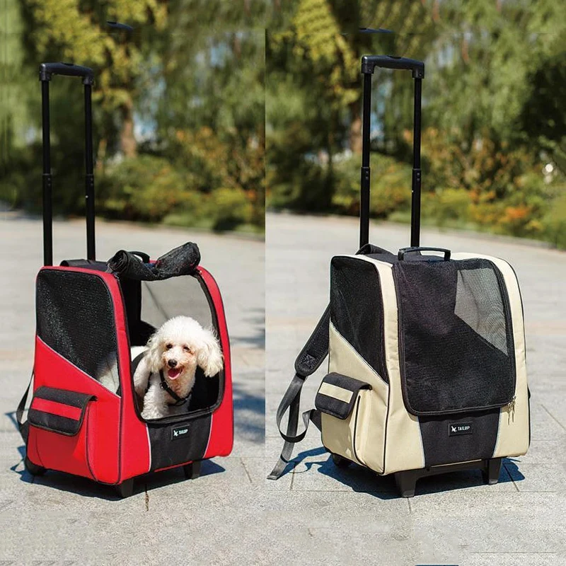 

Pet Dog puppy Draw-bar Case Carrier Breathable backpack for dog cat outside Travel portable bag Pets Multi-functional products