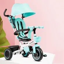 Детская коляска амортизатор с тентом обратная установка розовый синий 1-3-5 лет Педальный трицикл