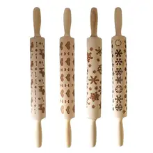 Рождественский щенок сердце Снежинка тисненая Выгравированная деревянная Скалка Инструмент для выпечки