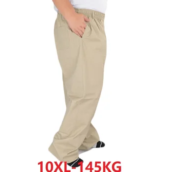 

plus size big 6XL 7XL pants men cotton Breathable 8XL 9XL 10XL khaki Stretch pants loose summer casual pants Straight Trousers