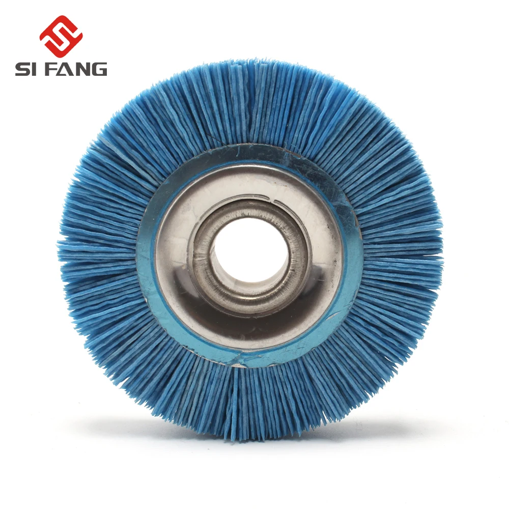 100 мм Grit120 синяя абразивная нейлоновая проволока, шлифовальная щетка для полировки, диаметр отверстия 20 мм