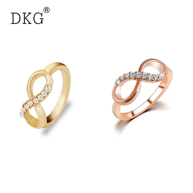 

New Design hot sale Alloy Crystal Rings Gold Color Infinity Ring Statement jewelry Wholesale for women Christmas Jewelry