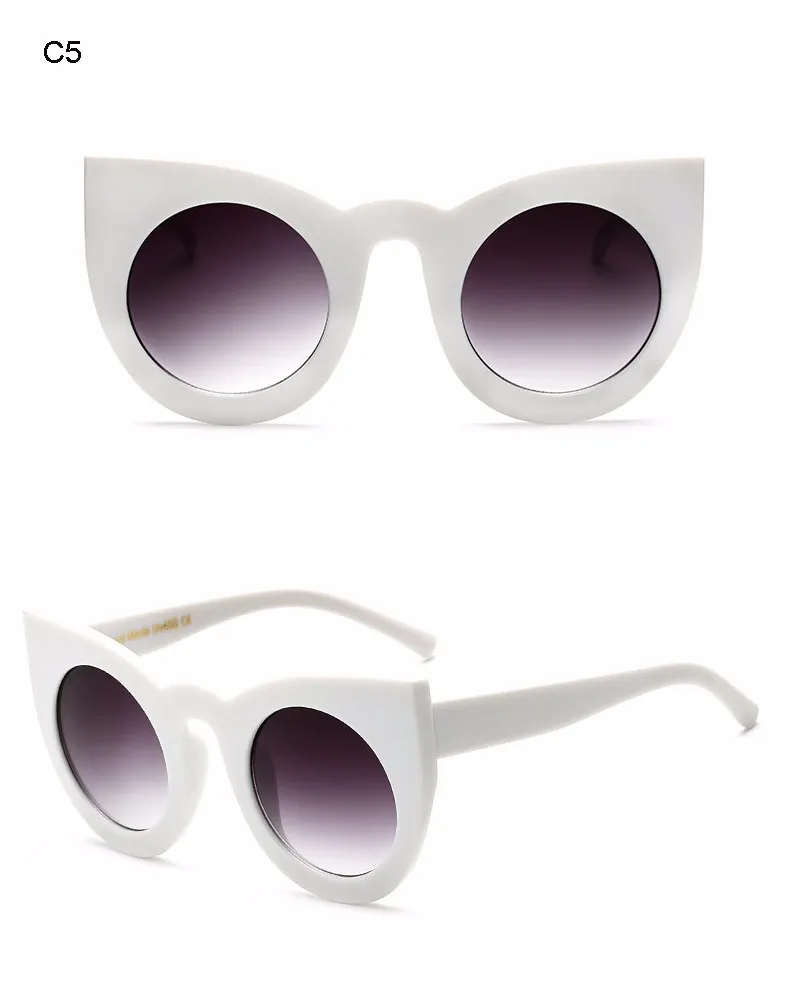 Королевский Девушка Солнцезащитные очки Для женщин Брендовая Дизайнерская обувь кошачий глаз Большой кадров зеркало очки Óculos lentes de gato