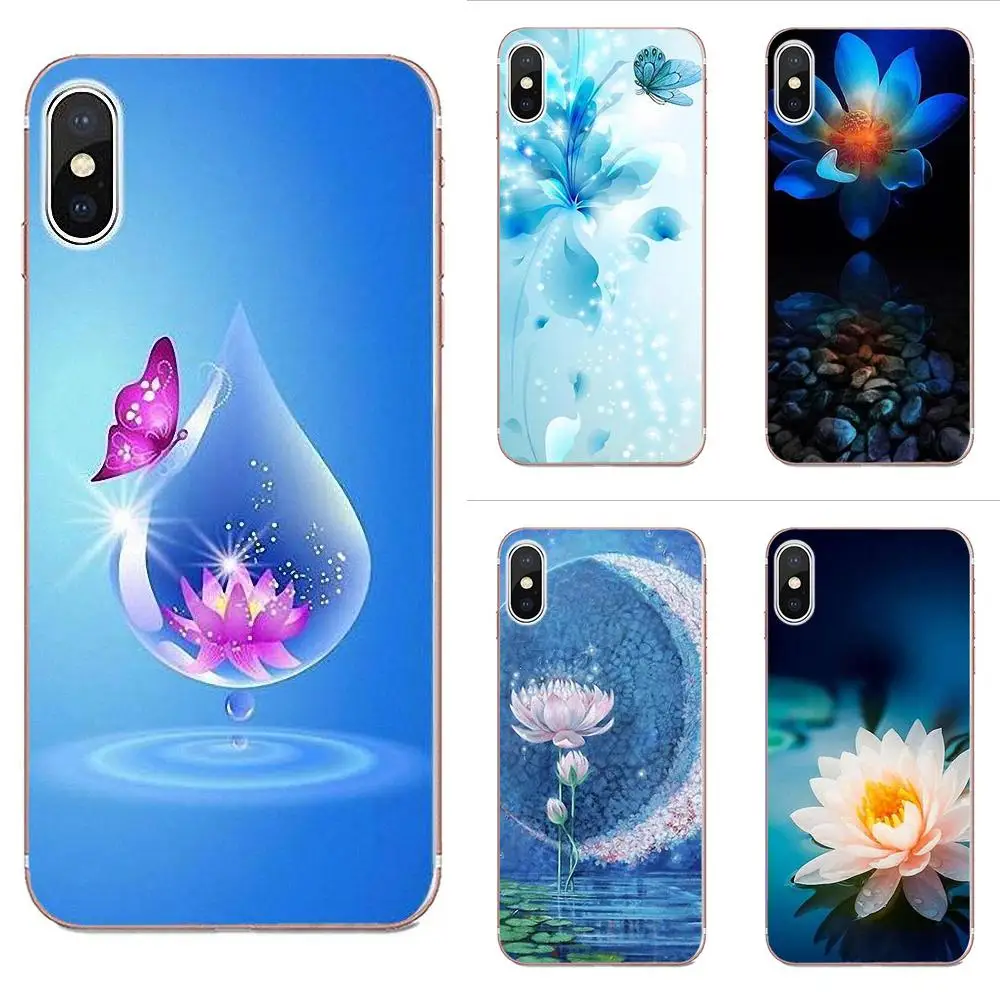 

For Huawei Honor Mate Nova 2 6A 7A 7C 8C 8S 10 10i Y5 Y9 Lite P Smart GR5 2019 Print Phone Case Blue Rose Lotus Flower