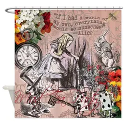 New Alice In Wonderland Character Custom Print Waterproof Fabric Shower Curtain New Alice In Wonderland Character Custom Print Waterproof Fabric Shower Curtain