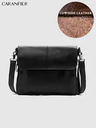 CARANFIER мужской портфель на плечо сумки-мессенджеры из натуральной воловьей кожи деловые дорожные сумки «Кроссбоди» с отворотом карманные