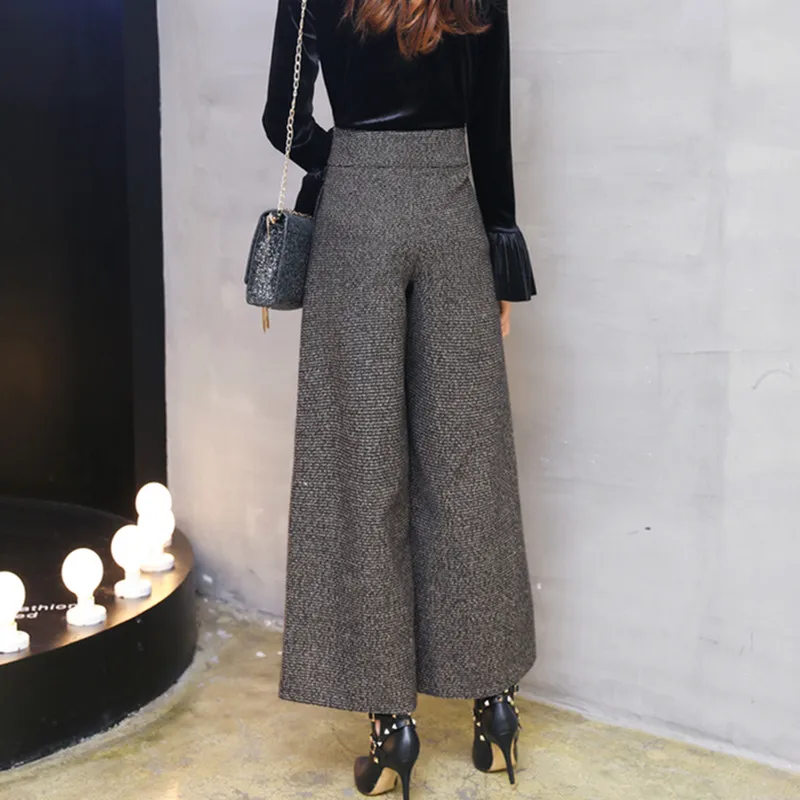 Lana La Nueva Desgaste Alta Sueltos Cintura Pierna Llegada Señora Pantalones Invierno Mujeres Longitud Tobillo De Trabajo Oficina Grey Cálido 2019 g8aqdg