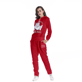 

Christmas Hoodie Sweatshirt 2 Piece Set Women's Printed Tracksuit Set Solid Casual Pants Streetwear Pullover Conjunto Femenino