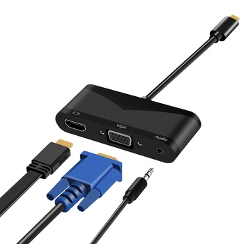 

3-in-1 Thunderbolt USB Type C to HDMI VGA Audio Adapter USB 3.1 Type C to HDMI 4K*2K VGA Power Delivery