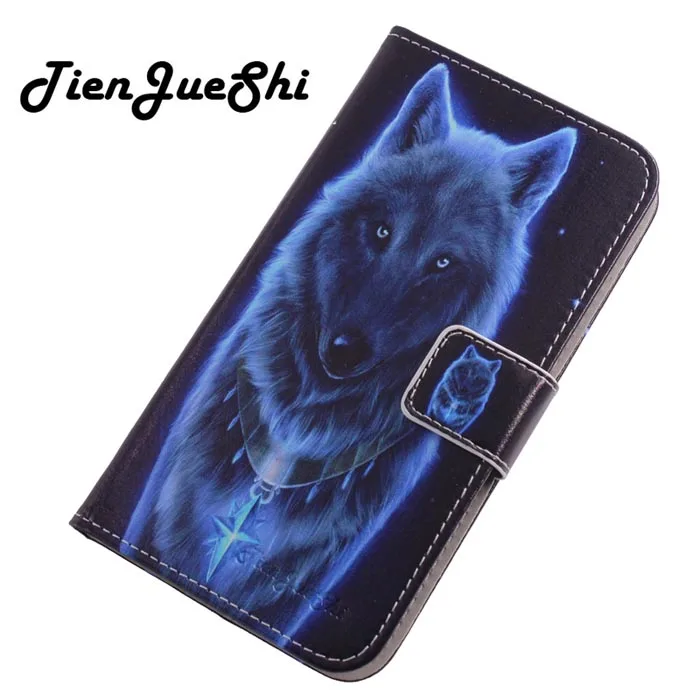 Wolf TienJueShi модный флип-чехол из искусственной кожи ТПУ силиконовый гелевый Чехол для телефона Doro 8035 5 дюймов чехол Etui Кошелек резиновый - Цвет: Wolf