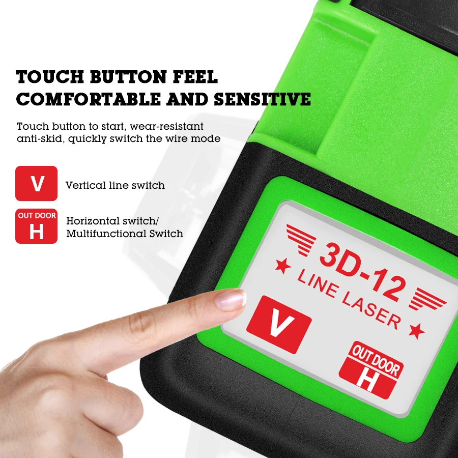 3D Laser Level Self-Leveling 360 Horizontal And Vertical Cross Green 12 Lines 3D Rotary Laser Level Horizontal Vertical