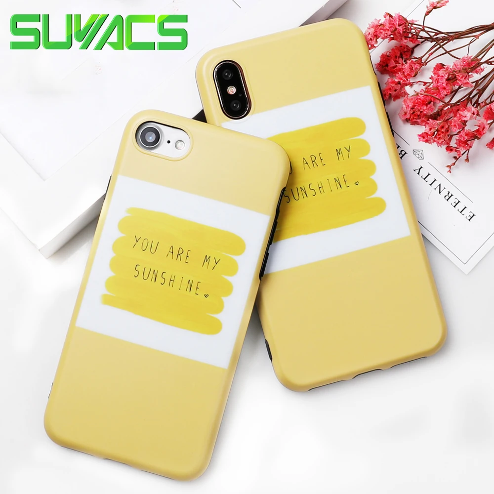 

SUYACS Phone Case For iPhone 6 6S 7 8 Plus X ''Your Are My Sunshine'' Letter Soft IMD Mobile Phone Case Bag Cover Fundas Coque