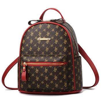 Women Leather Backpack Luxury Designer Mini Shoulder Bag Ladies Print Backpacks For Girls School Bags Mochila Rucksacks mochila fashion genuine leather bag women weaving style bags girls school bags zipper shoulder women s back pack girls bag mochila