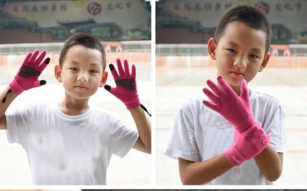Детские велосипедные перчатки Boodun, теплые флисовые велосипедные перчатки для мальчиков и девочек, противоскользящие уличные Перчатки Для Спортивного Велосипеда 4-12 лет