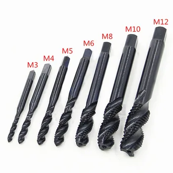 

7pc Hss6542 Screw Thread Metric Spiral Fluted Hand Tap Drill Nitriding Plug Taps 3mm 4mm 5mm 6mm 8mm 10mm 12mm Machine Screw Tap