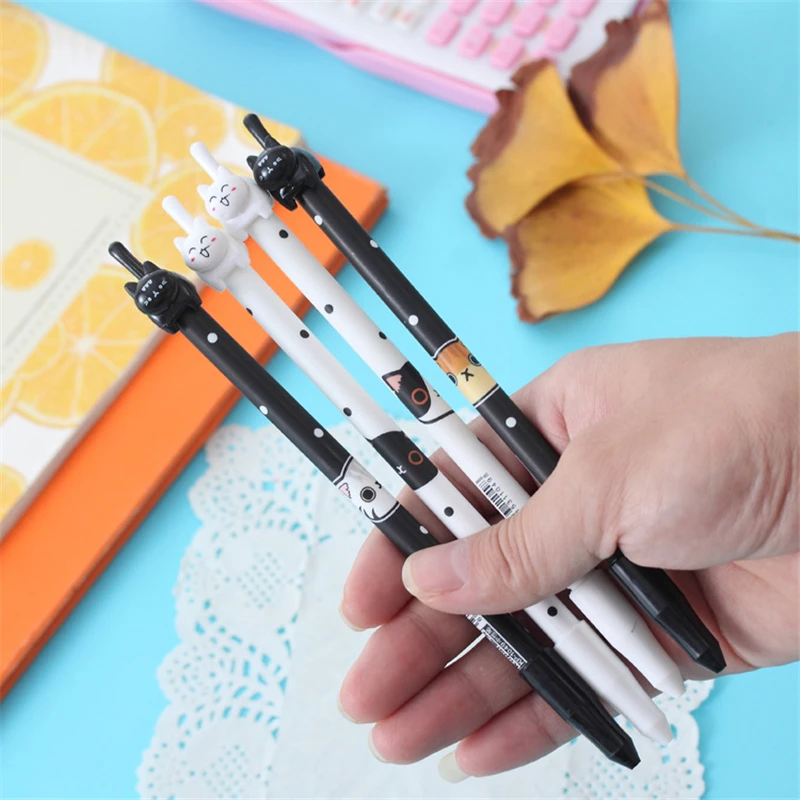 Kawaii Cartoon Cat Tail Gel Pen DIY Office Stationery and School Supplies Smooth Writing Black Ink 0.38mm Pen 1PCS