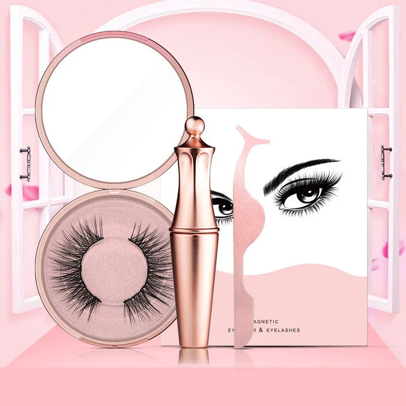 

5 Magnetic Eyelashes natural False Eyelashes Magnet Lashes waterproof Liquid Eyeliner & False Eyelashes & Tweezer Set small gift