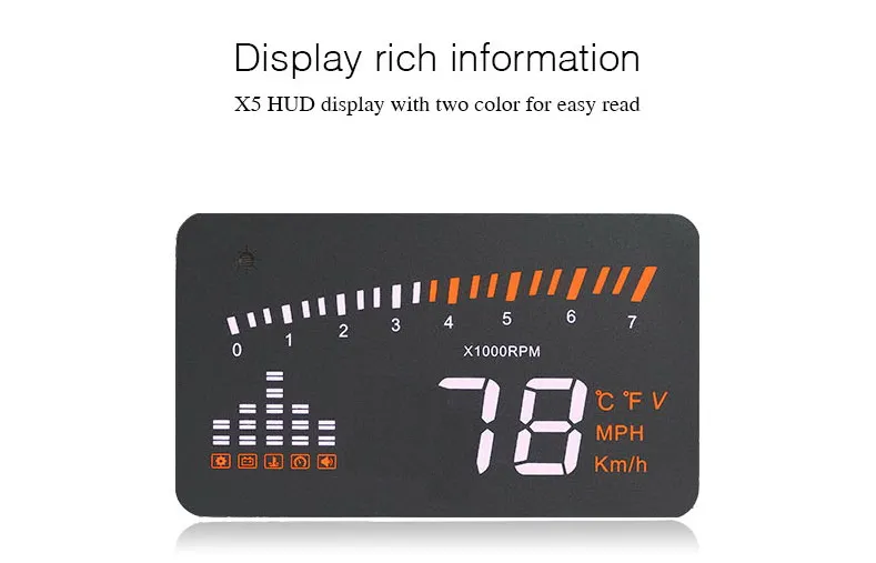 XYCING X5 3 дюймов HUD Автомобильный дисплей OBD2 скорость вождения автомобиля метр лобовое стекло автомобиля проектор KMH MPH дисплей скорость сигнализации