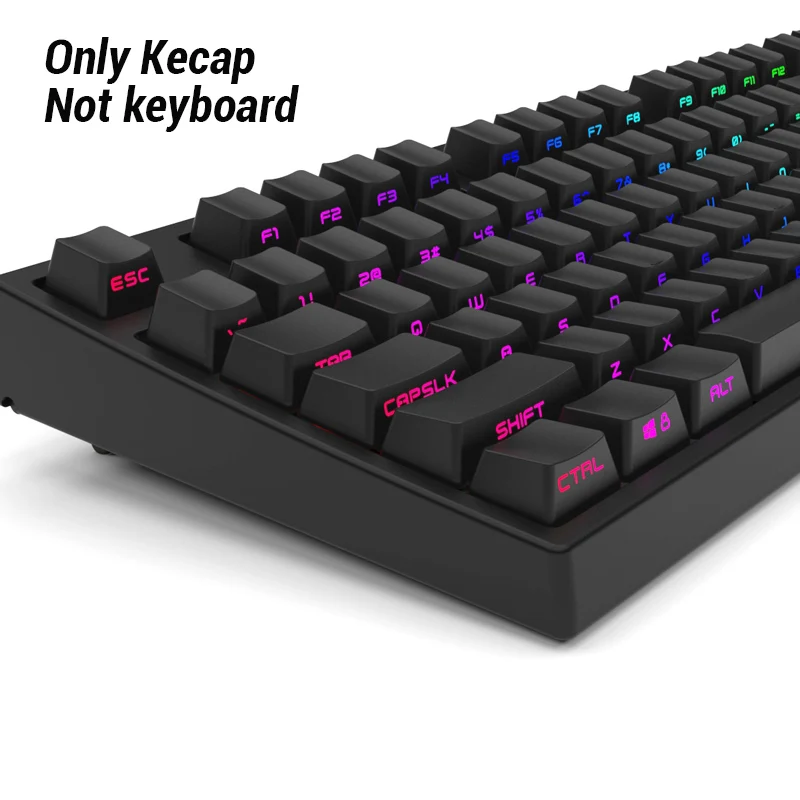 

Black White PBT Double Shot 104 108 Side-lit Shine Through Translucent Backlit keycaps For MX Mechanical Keyboard