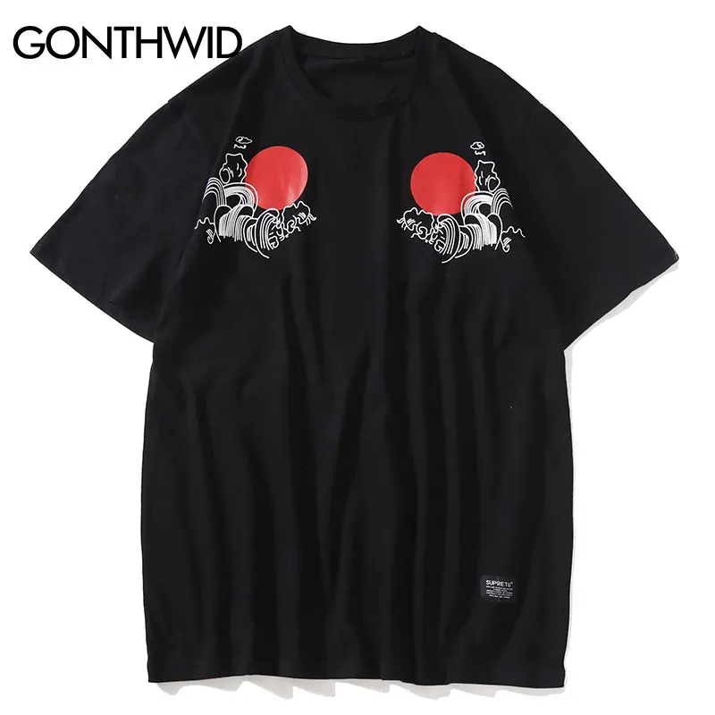 GONTHWID/японский стиль футболки с принтом облака уличная одежда 2019 хип хоп Harajuku
