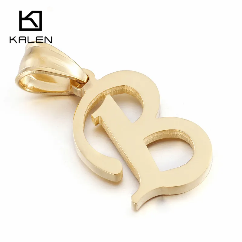 Kalen, унисекс, 26 прописных букв, ожерелье для женщин, нержавеющая сталь, эфиопское золото, буква Е, подвеска с цепочкой, дешевое ожерелье, ювелирное изделие - Окраска металла: B