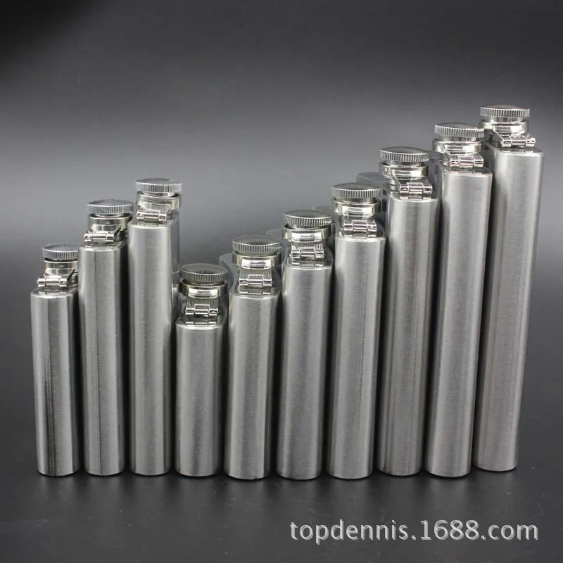 

Environmental protection plastic cover 1-18 ounces stainless steel wine pot light plate No LOGO stainless steel bottle portable