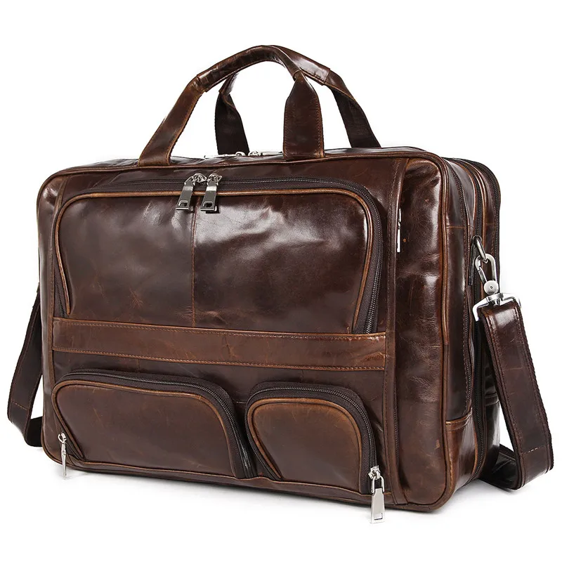 Nesitu винтажный большой кофейный Черный Коричневый мужской портфель из натуральной кожи Офисные Сумки 1" портфель для ноутбука# M7289