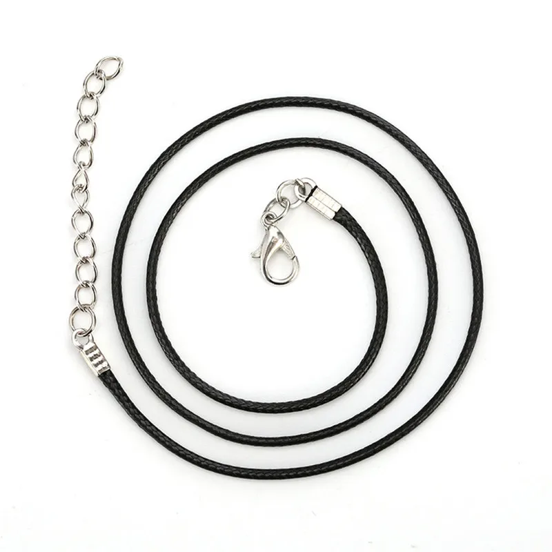 

10 Pcs Wax Cord Adjustable Leather Rope Black String Lobster Clasp 1.5/2 mm DIY Handmade Necklace Chain Pendant Charms Findings