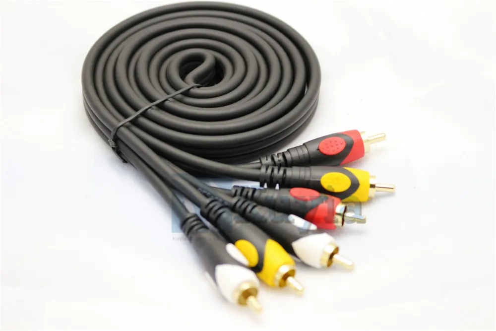 Free shipping+ 100Best quality 1.8M 3 RCA to RCA 3RCA Composite Audio Video AV Cable Plugin